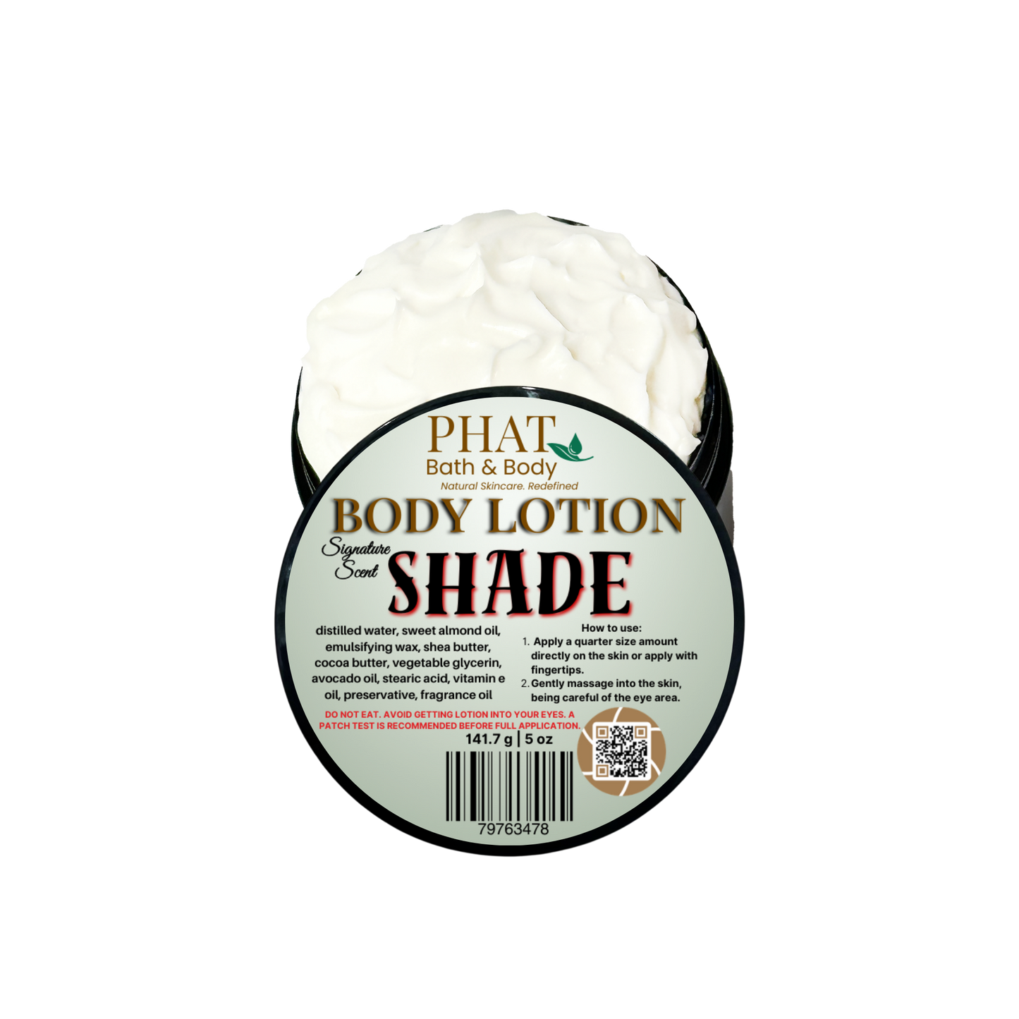 Body lotion container with visible branding on a white background