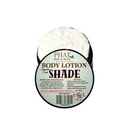 Body lotion container with visible branding on a white background