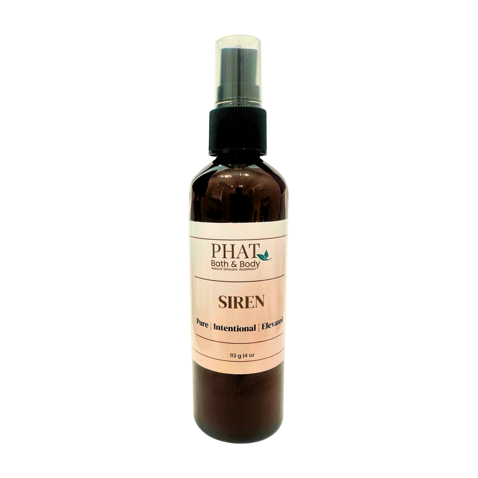 Bottle of 'Siren' body spray by Phat Bath & Body on a white background