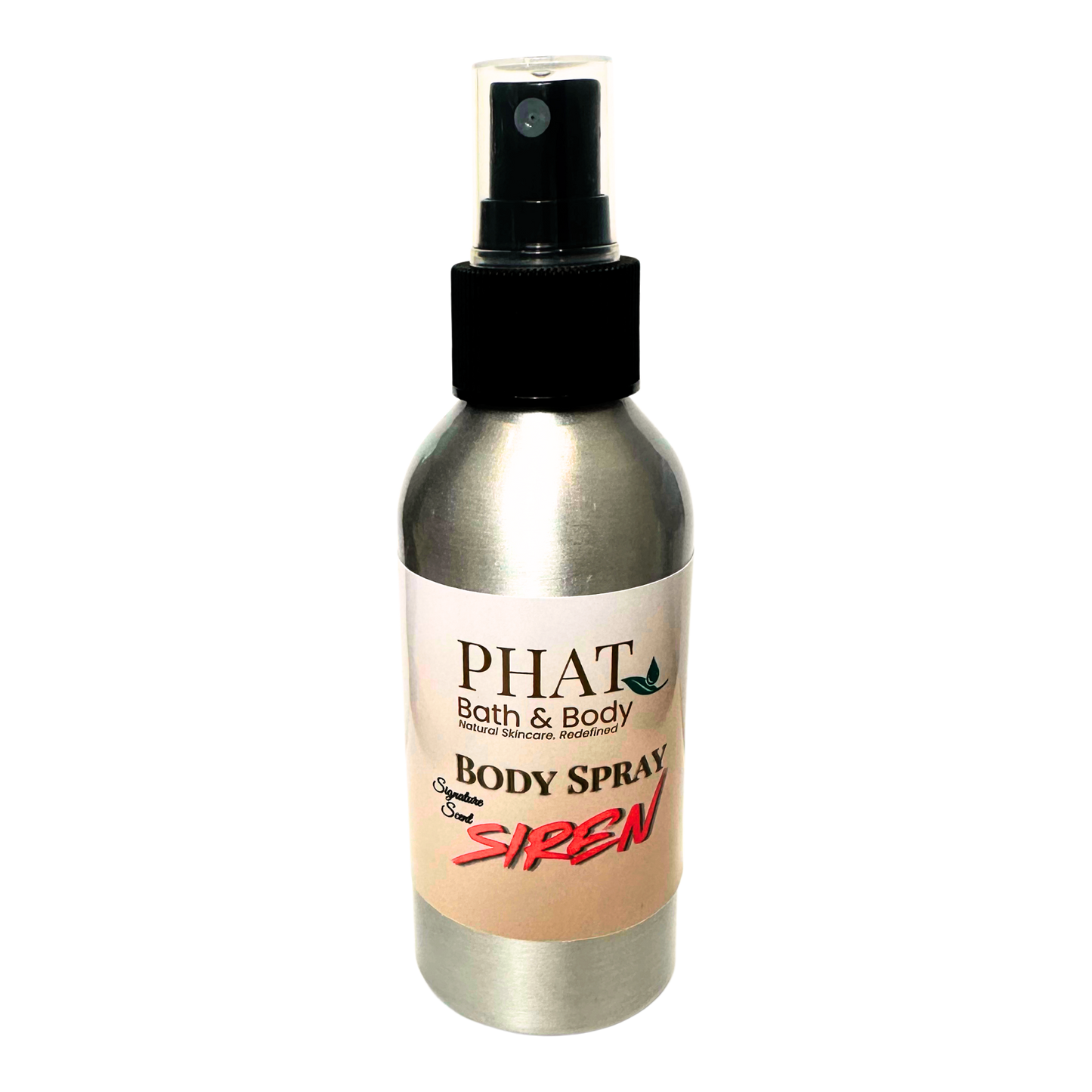 Body spray bottle with 'PHAT Bath & Body' label on a white background