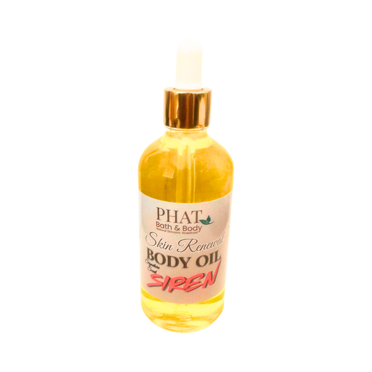Bottle of Phat Bath & Body Skin Renewal Body Oil on a white background