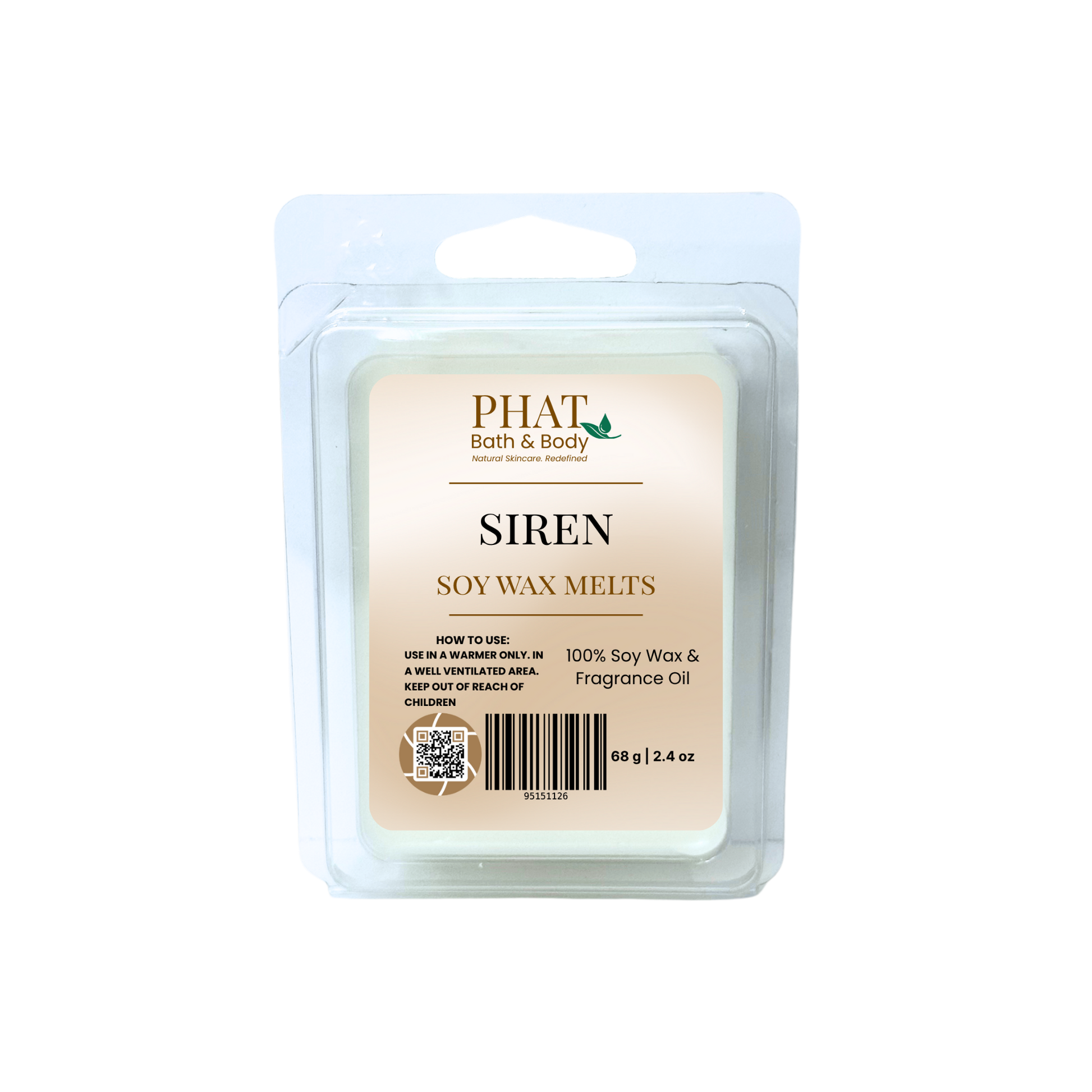 Soy wax melts packaging with 'Phat Bath & Body' branding on a white background
