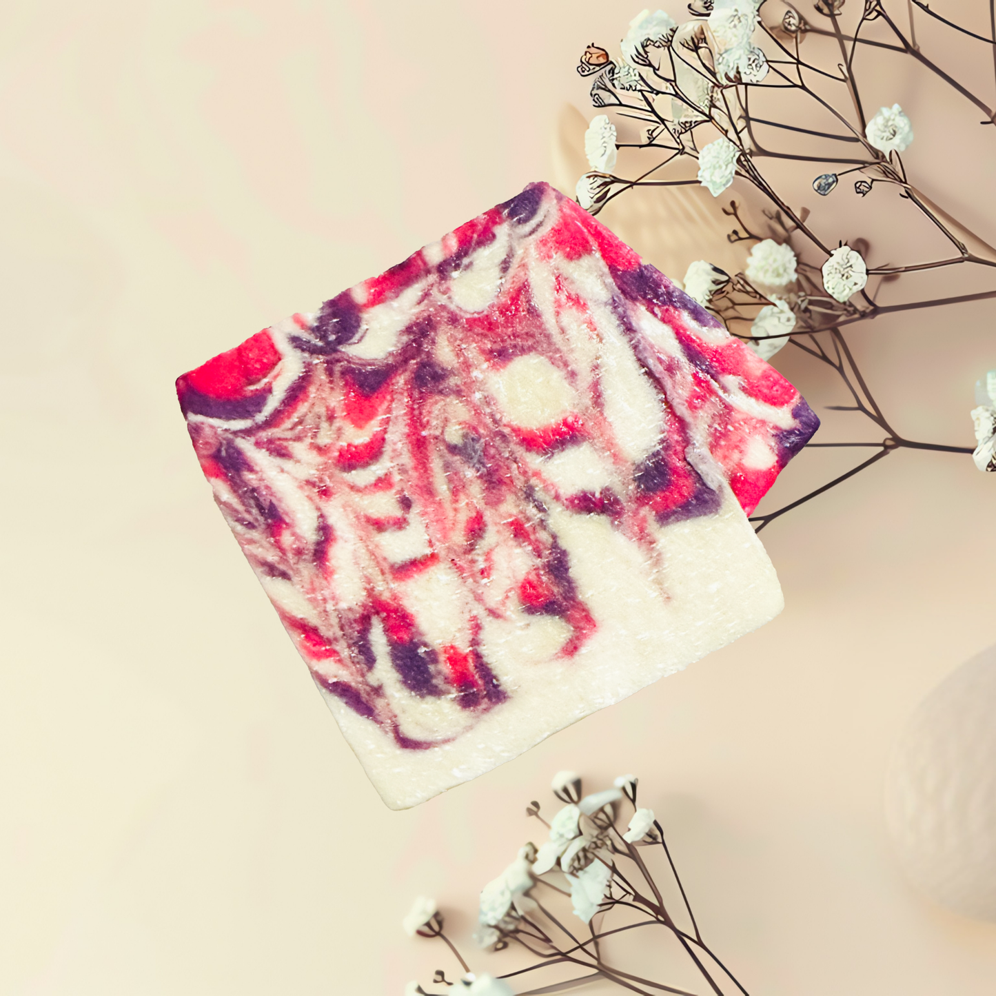 Colorful soap bar with a natural background