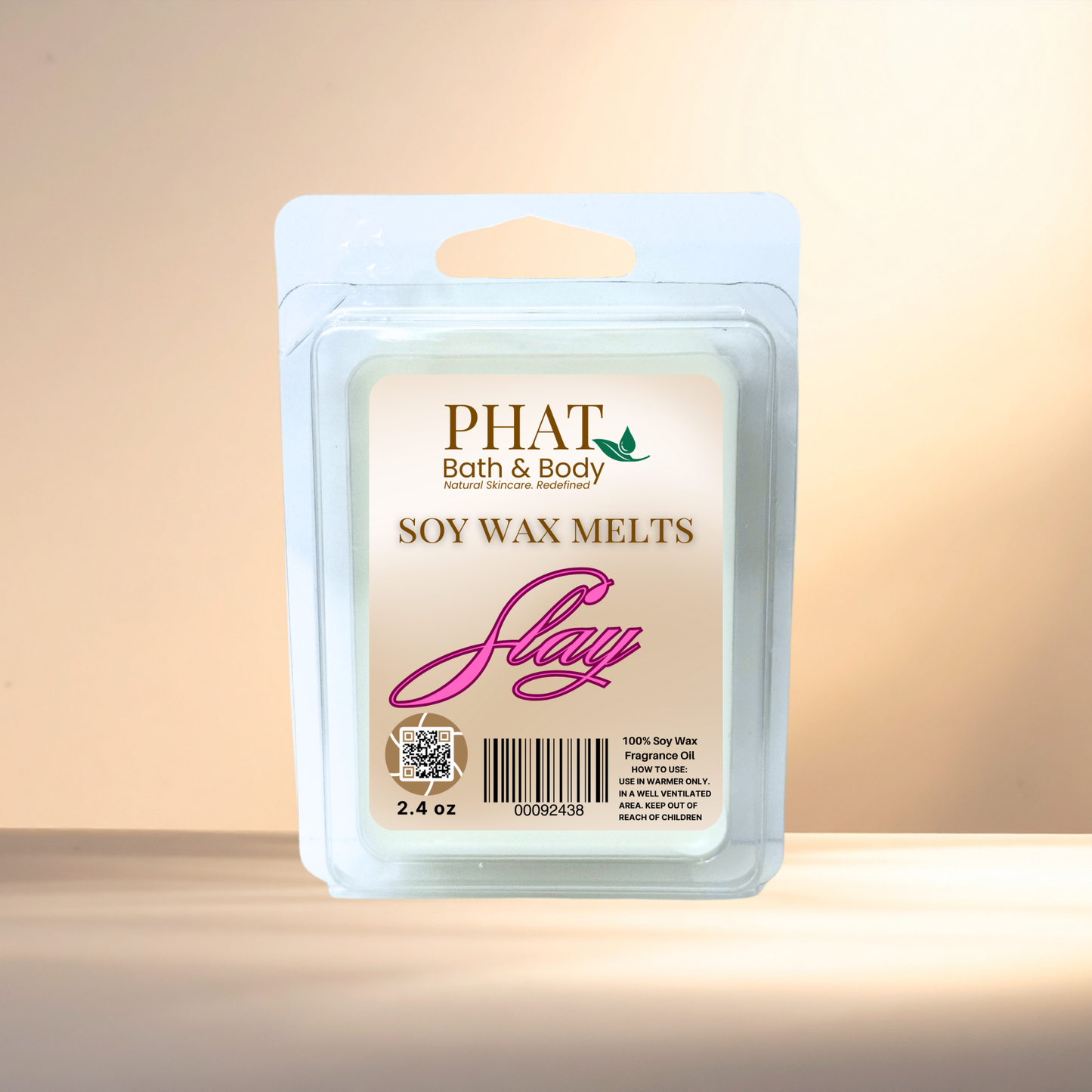 Pack of Phat Bath & Body soy wax melts on a gradient background