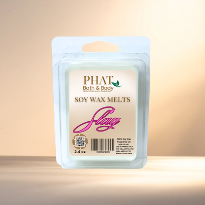 Pack of Phat Bath & Body soy wax melts on a gradient background