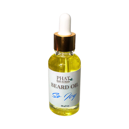 Bottle of Phat Bath & Body beard oil with dropper on a white background