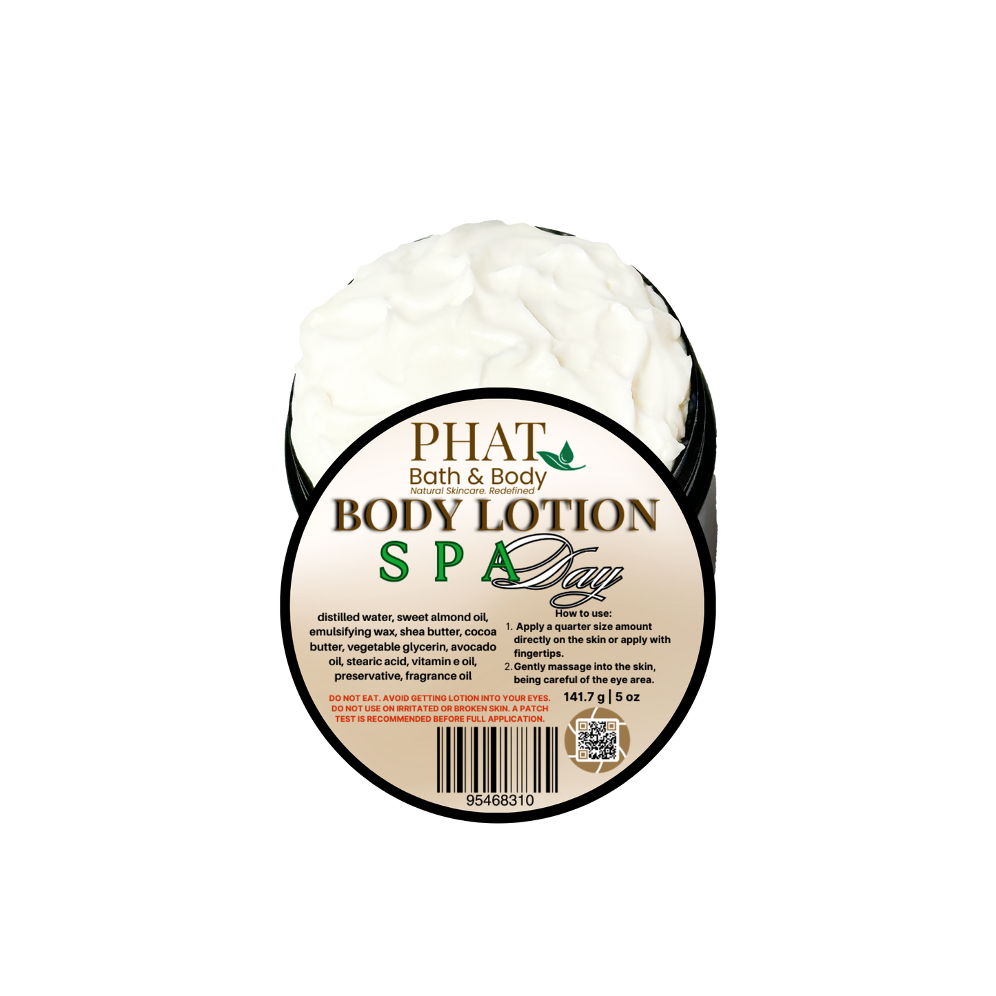 Body lotion container with 'Phat Bath & Body' branding on a white background