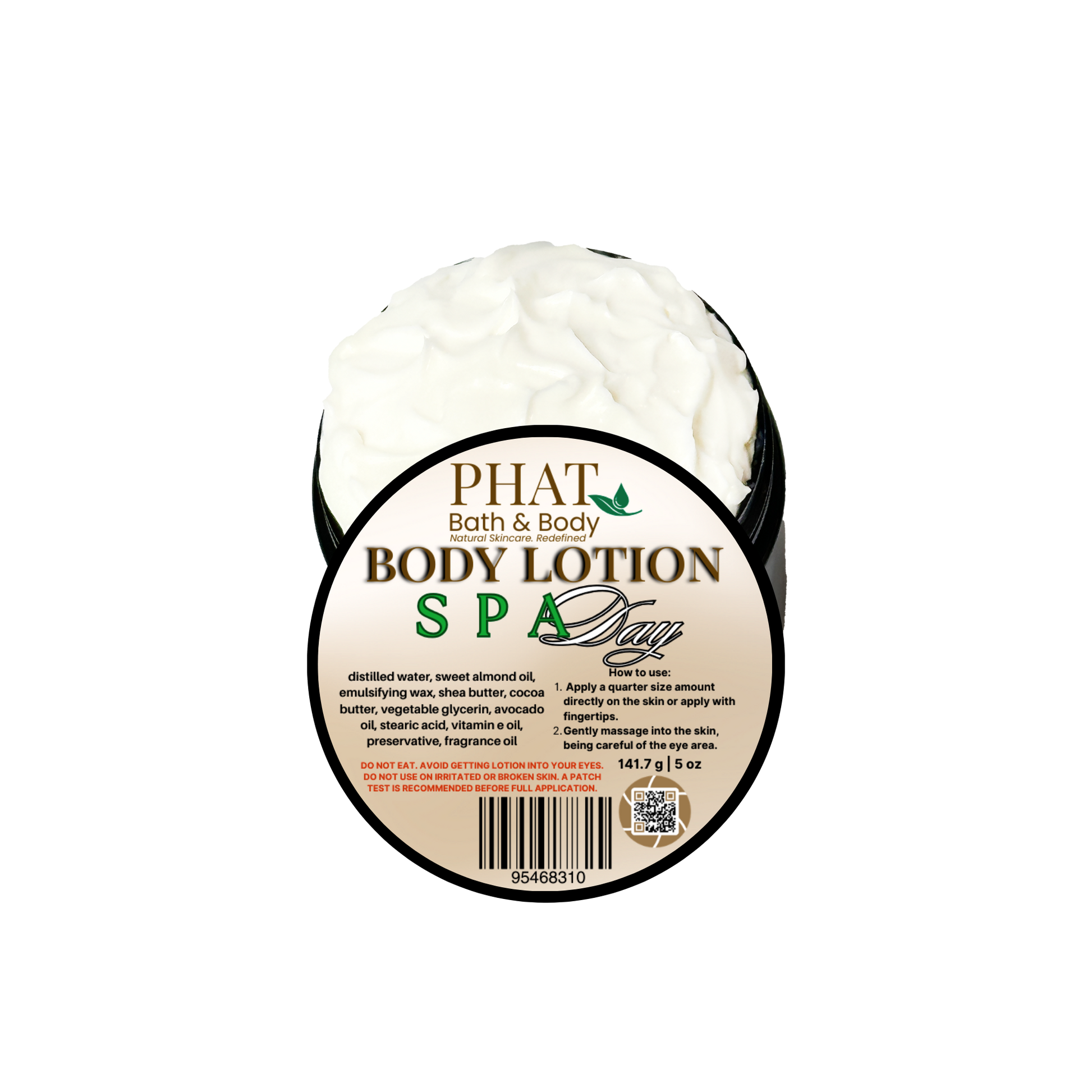 Body lotion container with 'Phat Bath & Body' branding on a white background