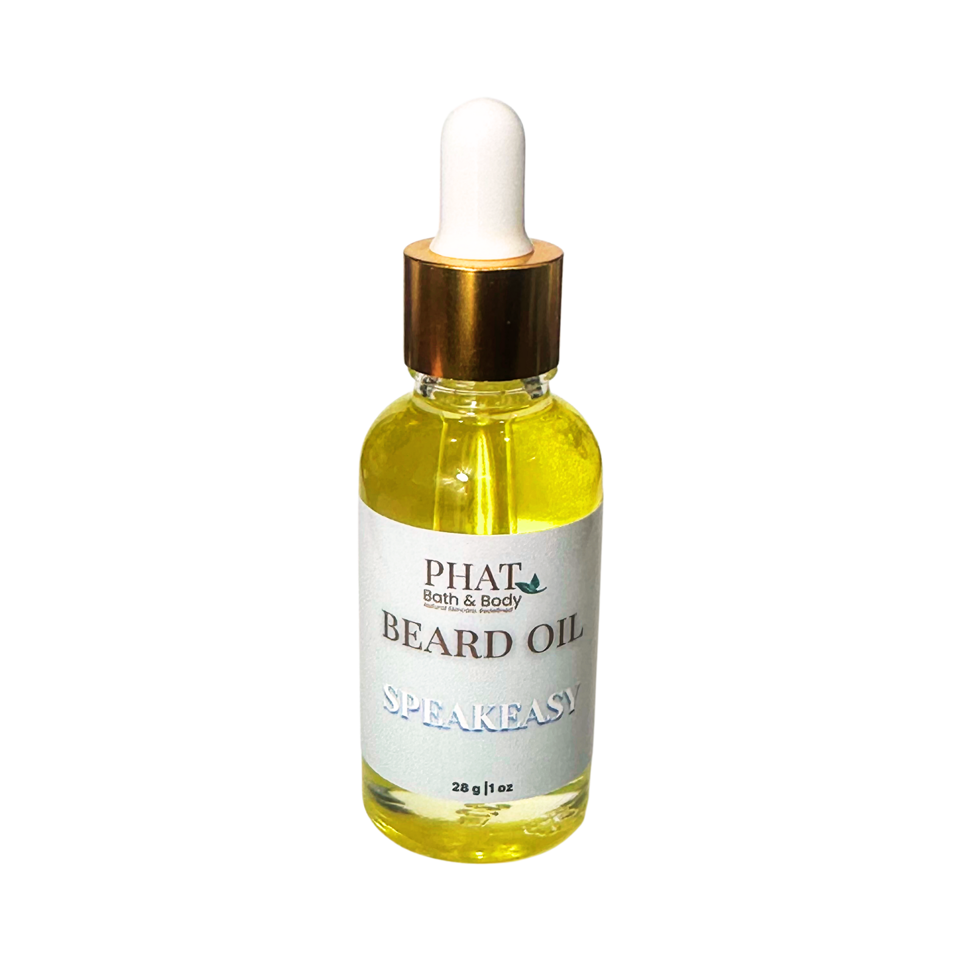 Bottle of Phat Bath & Body Speakeasy Beard Oil on a white background