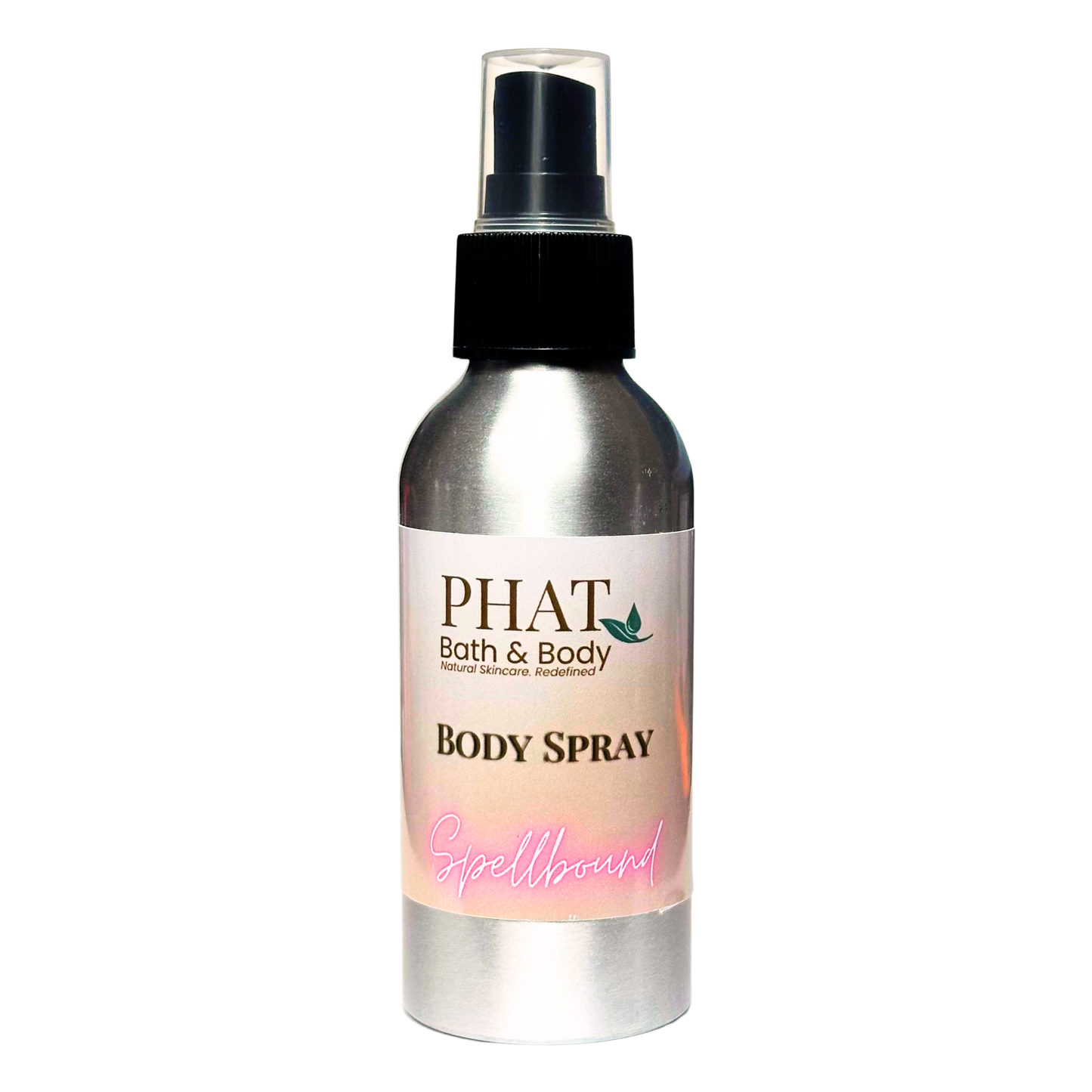 Body spray bottle with 'PHAT Bath & Body' label on a white background
