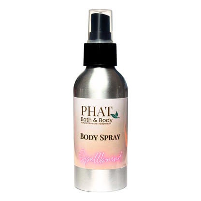 Body spray bottle with 'PHAT Bath & Body' label on a white background