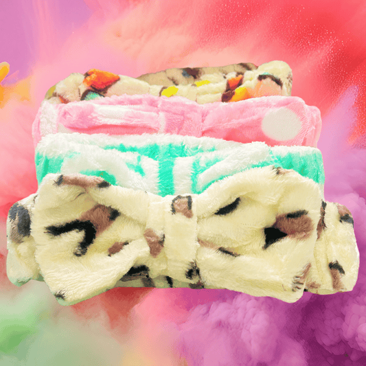 Terry Cloth Headband with Bow for Skincare in Assorted Colors