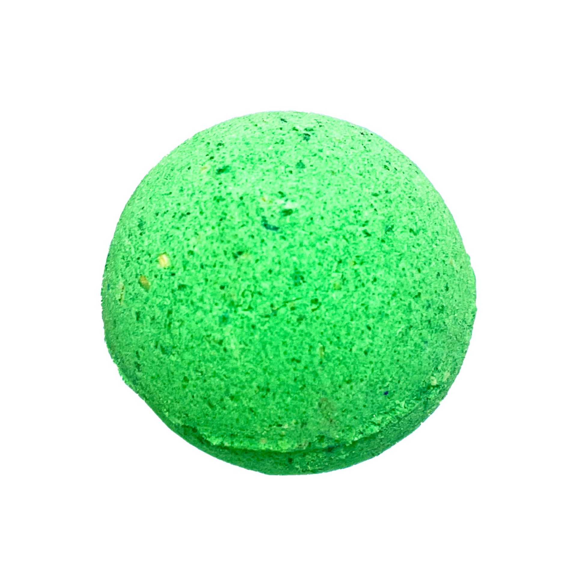 Green bath bomb on a white background