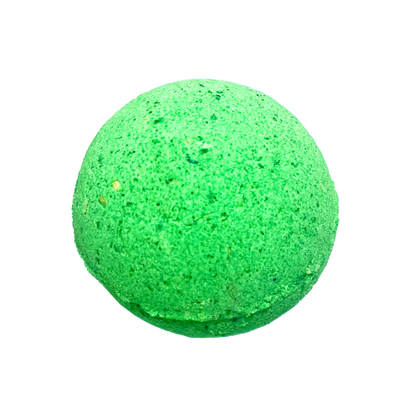 Green bath bomb on a white background