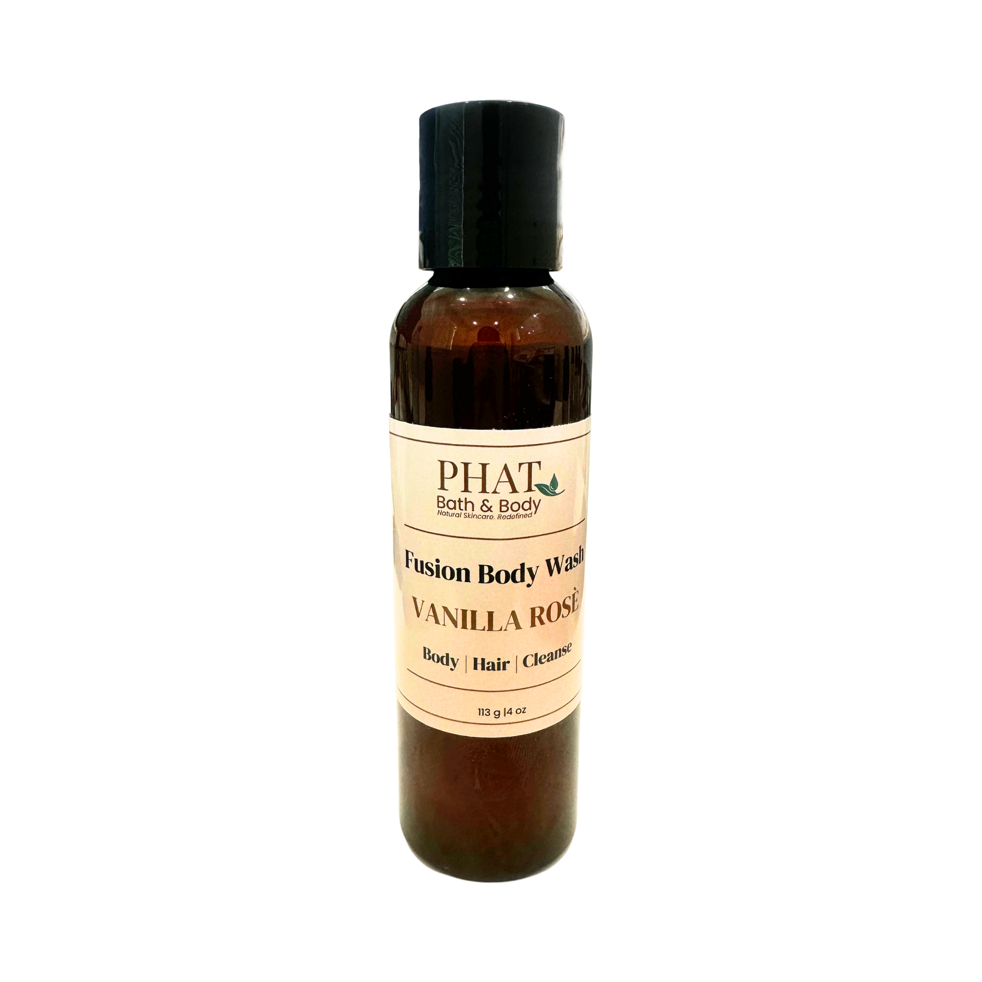 Bottle of Phat Bath & Body Vanilla Rose Fusion Body Wash on a white background