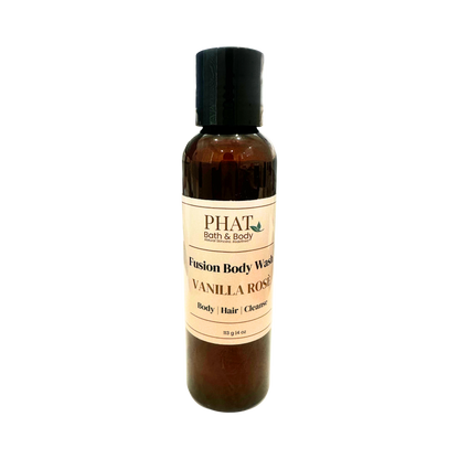 Bottle of Phat Bath & Body Vanilla Rose Fusion Body Wash on a white background
