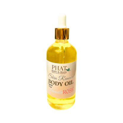 Bottle of Phat Bath & Body body oil with a gold cap on a white background