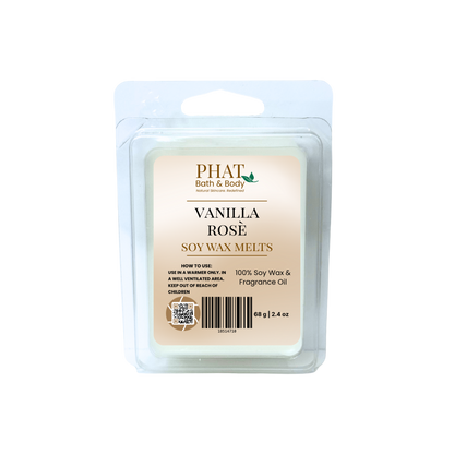 Soy wax melts packaging with 'Phat Bath & Body' branding on a white background