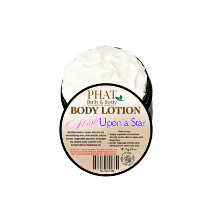 Body lotion container with 'Phat Bath & Body' label on a white background