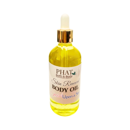 Bottle of Phat Bath & Body Skin Renewal Body Oil on a white background