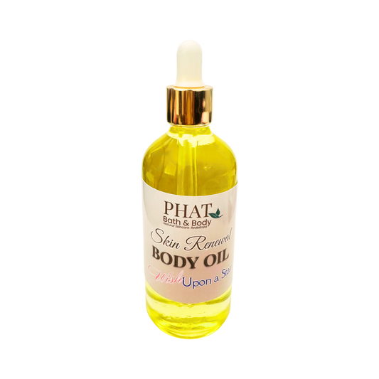 Bottle of Phat Bath & Body Skin Renewal Body Oil on a white background