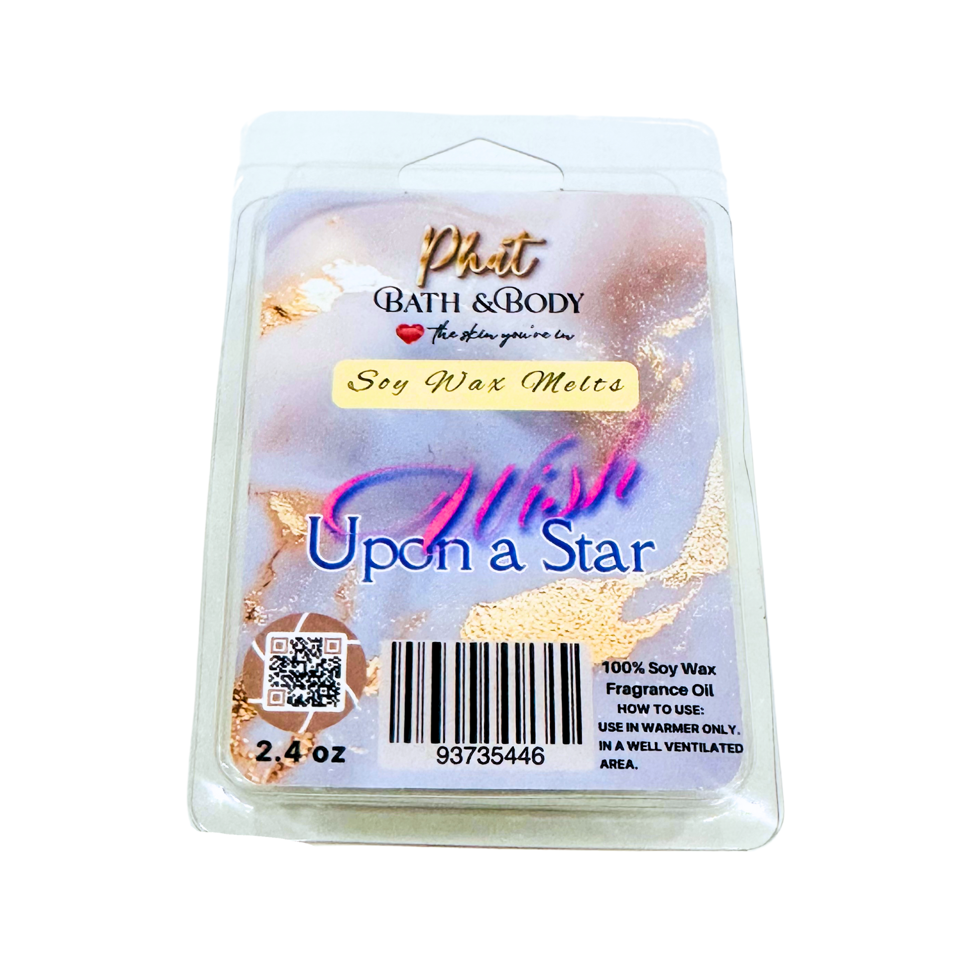 Phat Bath & Body soy wax melt packaging with 'Wish Upon a Star' design on a white background