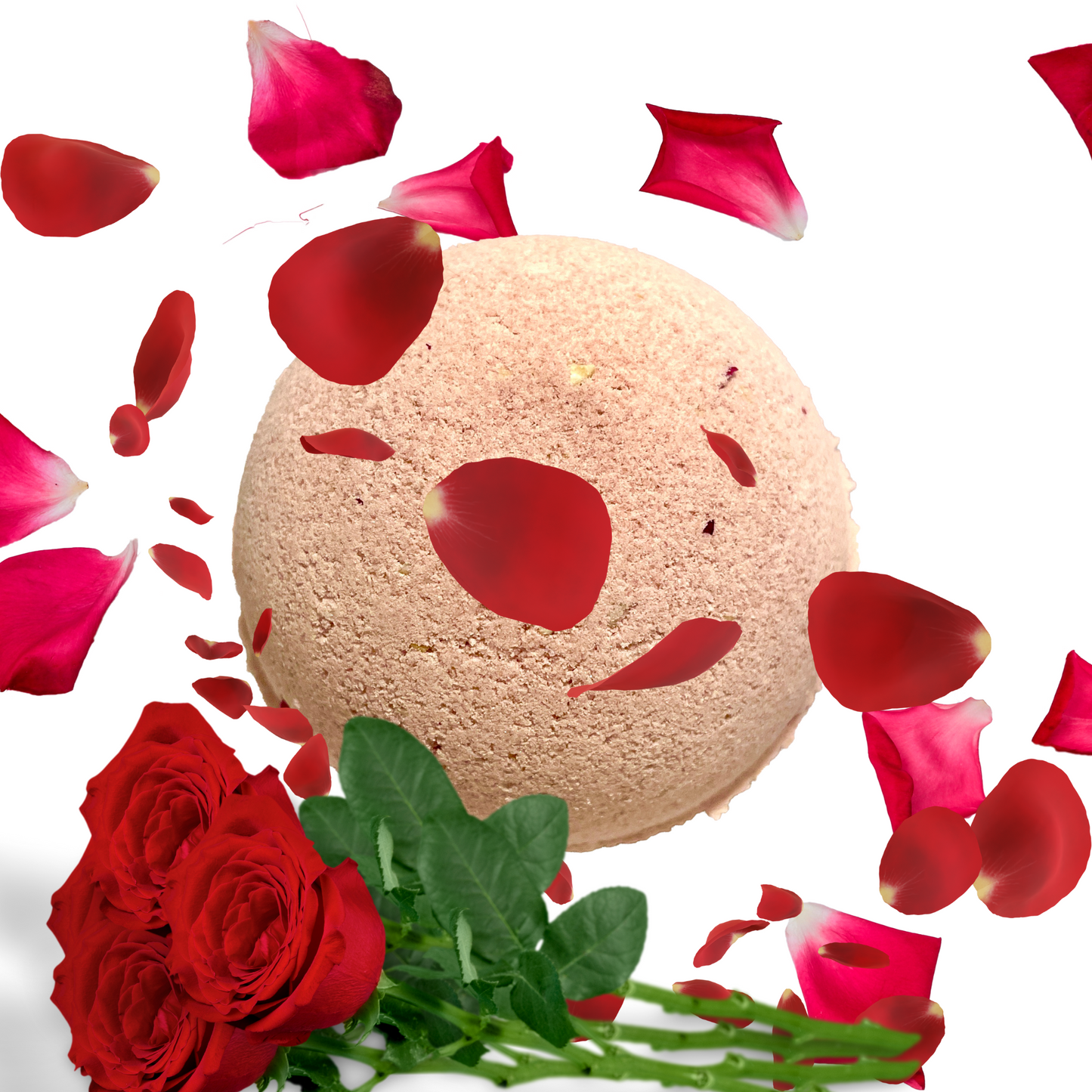 red roses natural bath bomb