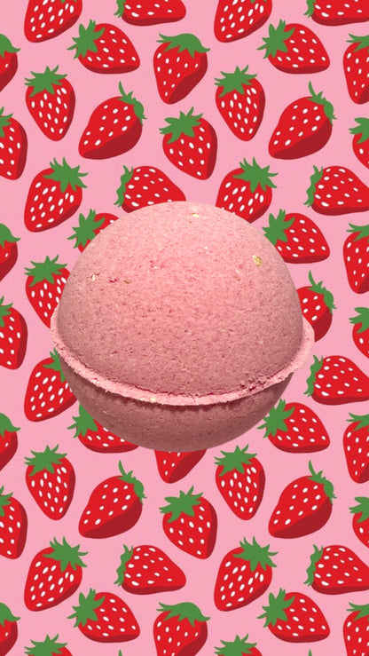 strawberries and cream natural bath bomb